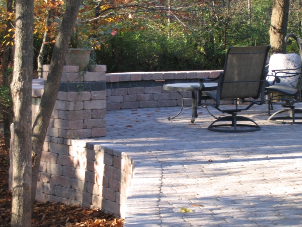 Brick Paver Patio and Wall with Lighting Professional Outdoor Lighting Installation
